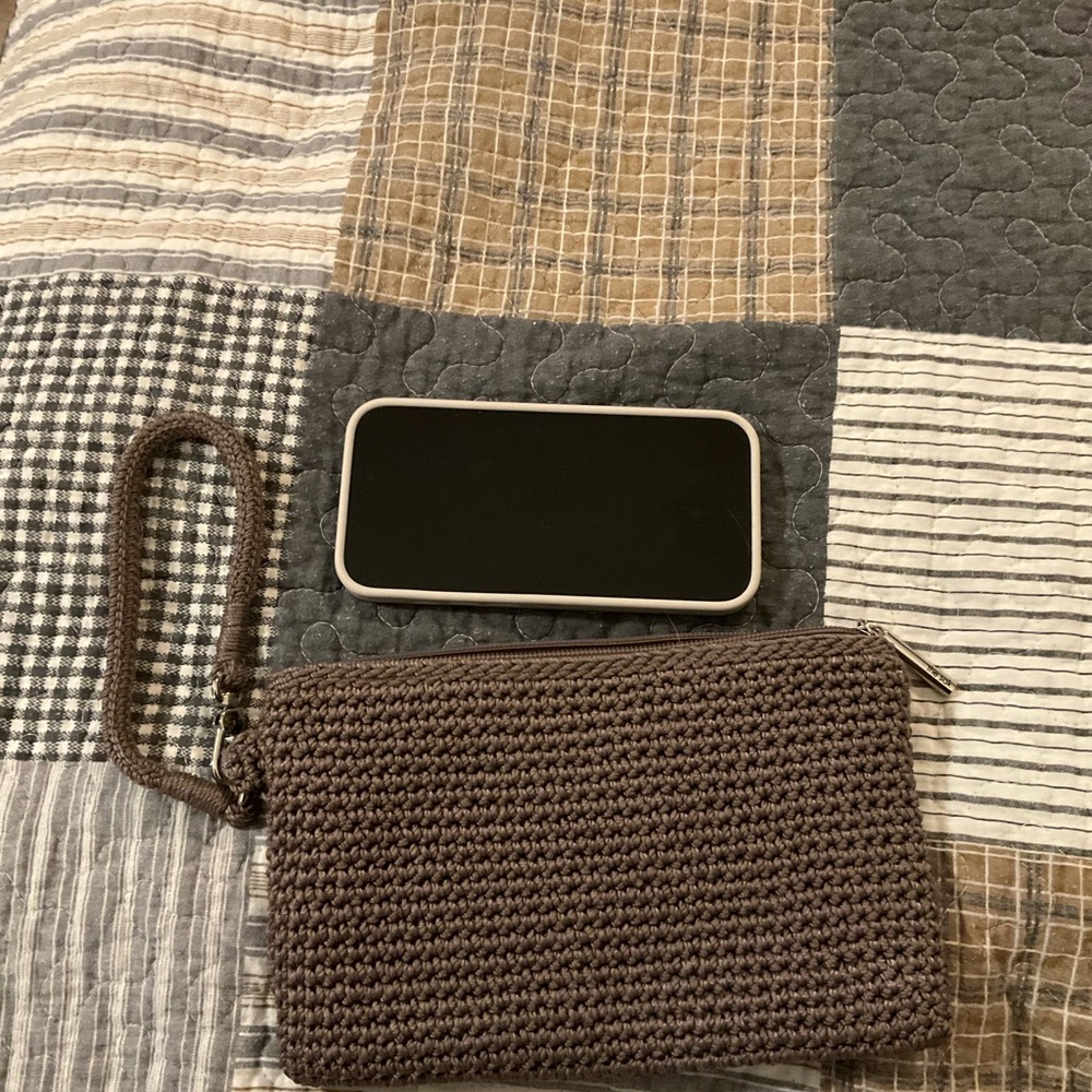 The Sak Brown Crochet Wristlet Clutch - Picture 2 of 4